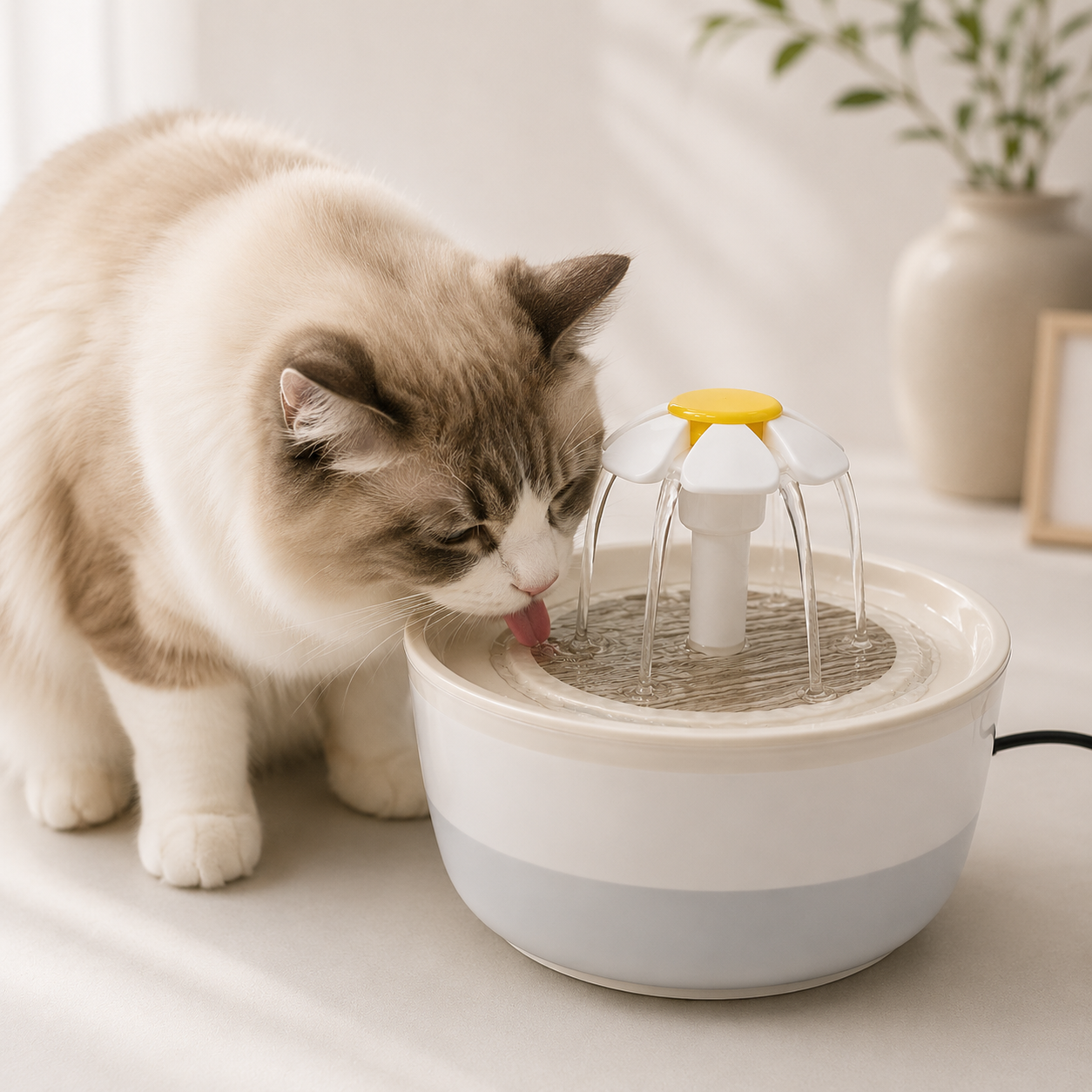 Lotus Pet Water Fountain — Silent Automatic Drinking Fountain for Pets